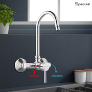 Flora Single Lever Wall Mount Kitchen Sink Mixer Tap with Swivel Spout (18 Inches) - by Specule